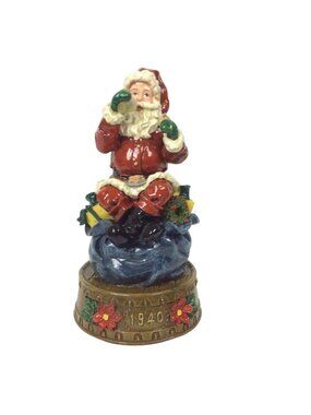 Here Comes Santa Claus Musical Figurine 1940 Design Milk Cookies Toy Bag